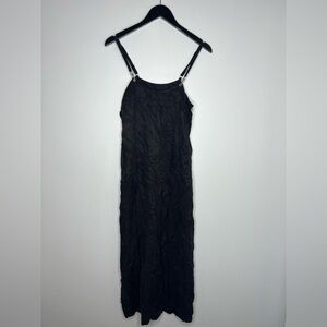 Silence + Noise Black Rayon Slip Dress Gothic Grunge Strappy Midi S, Silver